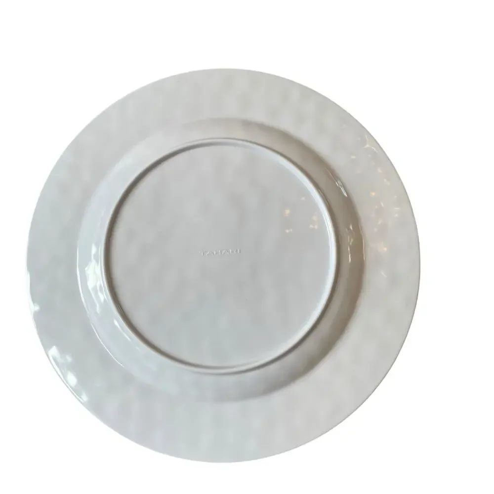 TAHARI Dove Bird of Peace Melamine Dinner Plates 11in  Set of 4 Blue & White NEW